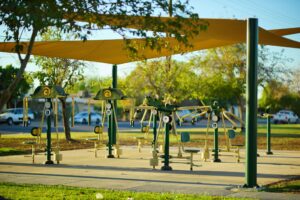 Accessible fitness equipment for outdoors